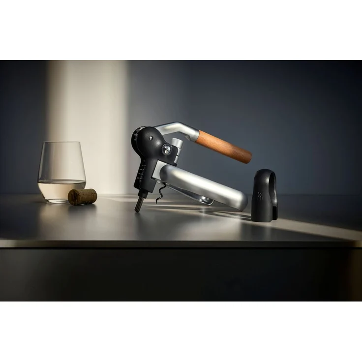 WMF Baric Hebelkorkenzieher Wein 19 x 11 x 15 cm, Korkenzieher mit Folienschneider, professioneller Weinflaschenöffner, Flaschenöffner für Wein und Prosecco, Weinöffner, mühelose Bedienung – Bild 1