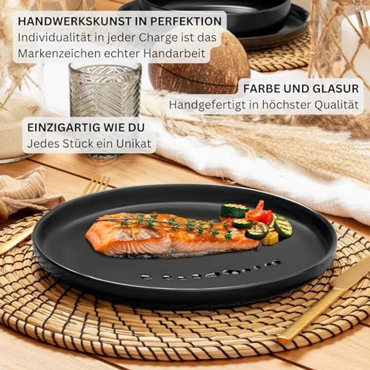 Sänger Madeira Tafelservice, 24 teilig, Schwarz, Keramik, kratzfest, spülmaschinen- und mikrowellengeeignet – Bild 5