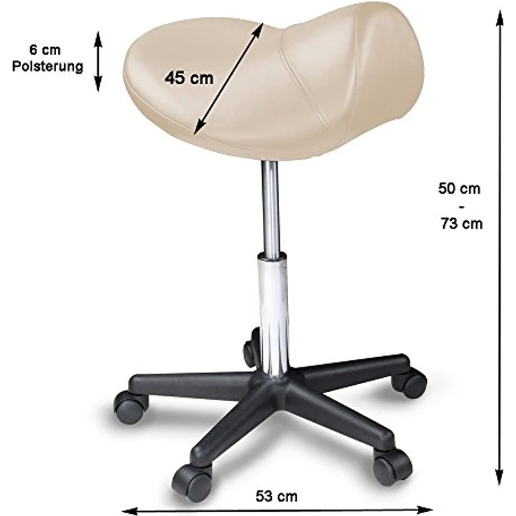 Duke-Handel Drehhocker Sattelhocker, Arbeitshocker, Rollhocker, Hocker, Sattelstuhl (1 St, in vielen Farben erhältlich), höhenverstellbar, ergonomisch, Rückenschonend – Bild 3