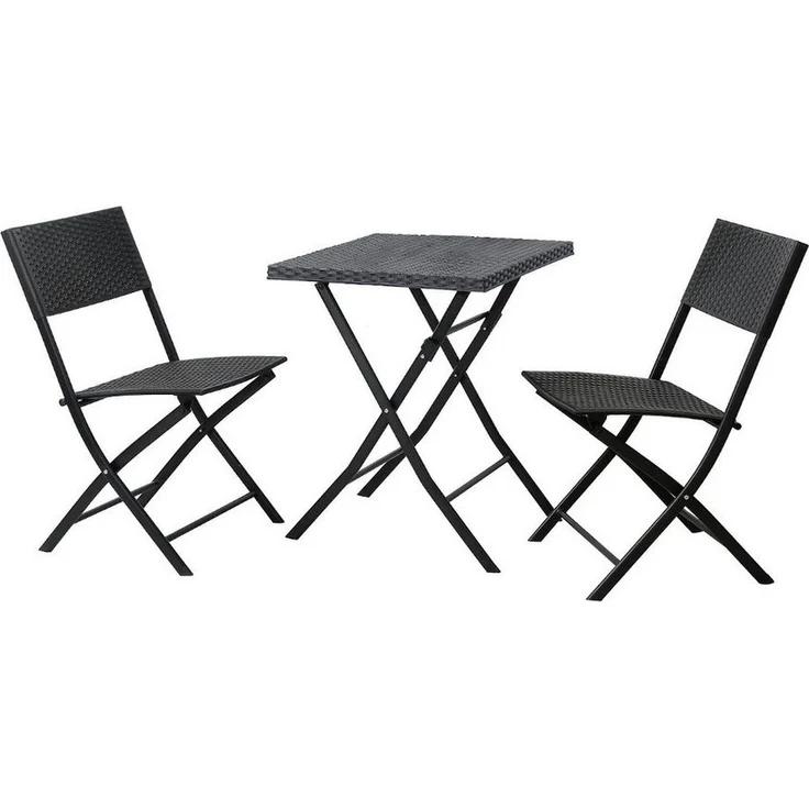 SVITA Polyrattan Bistro-Set Balkonset Klappmöbel Stuhl Tisch Gartenmöbel Schwarz – Bild 5