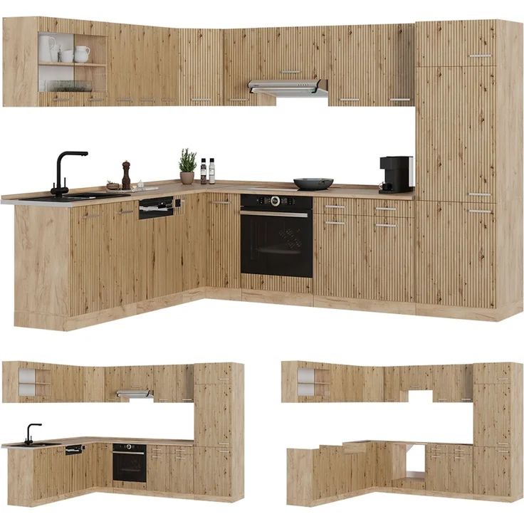 Eckküche R-Line Artisan-Eiche/Goldkraft Eiche 287 x 227 cm, AP Anthrazit Vicco – Bild 6