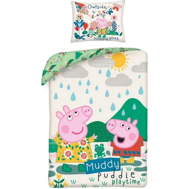 Peppa Pig Bettwäsche Set aus Baumwolle Bettdeckenbezug 140 × 200 cm mit 70 × 90 cm Kissenbezug – Bild 1