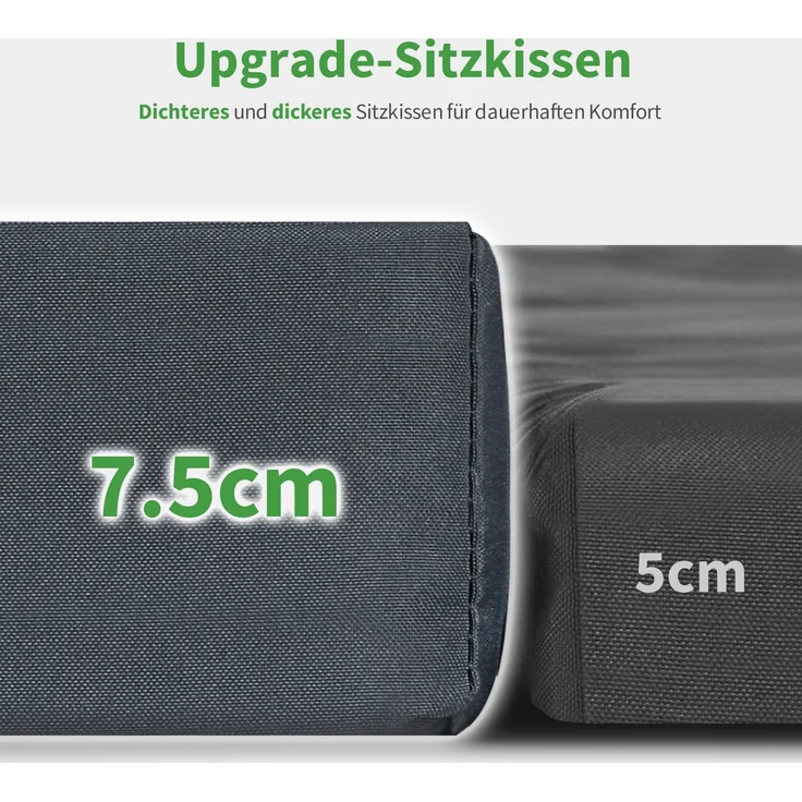 M MCombo 3-Sitzer Hollywoodschaukel mit Liegefunktion, 3 Extradickem Sitzkissen & Silent-Haken, Ruhige Gartenschaukel bis 300kg Belastbar, Schaukelbank Outdoor Wetterfest 4025 (grau) – Bild 6