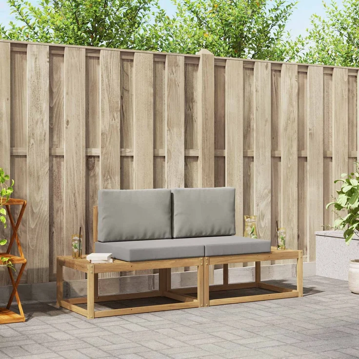 vidaXL Outdoor-Sofagarnitur 2 stk. Weiß und Hellgrau Polyester 3388175 – Bild 1