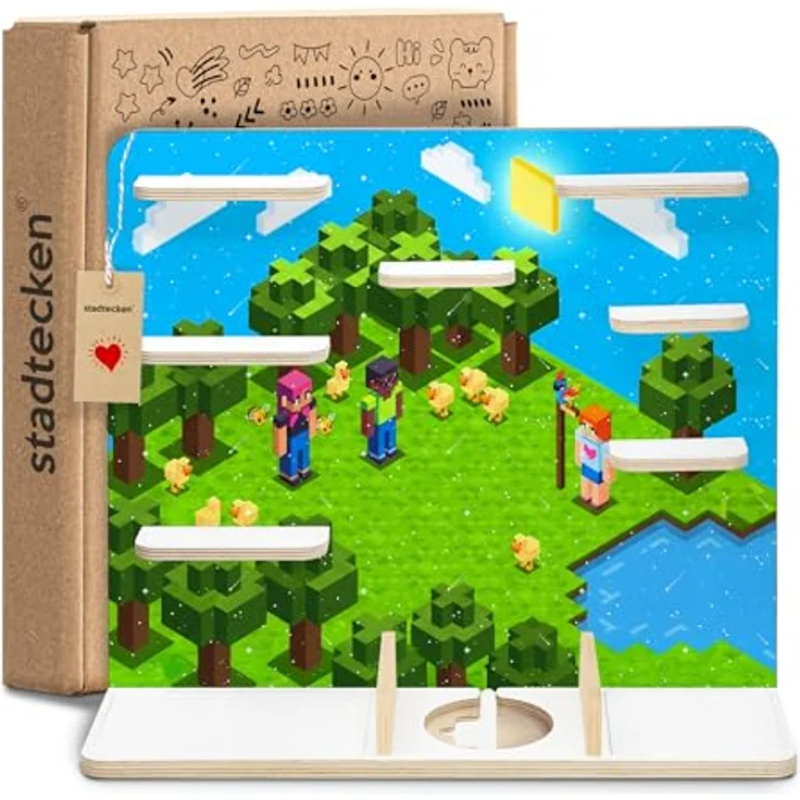 stadtecken Holzregal für Tonies & Toniebox – Musikbox Wandregal aus 10mm Holz – Platz für 35-50 Figuren mit Magnetfunktion – Handgefertigt – Zum Aufstellen oder Aufhängen (Pixelwald Abenteuer, Groß) – Bild 7
