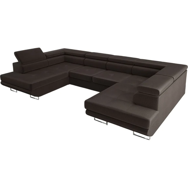 thematys Ecksofa Aston U 403 x 203 cm, mit Schlaffunktion, mit Bettkasten, mit verstellbaren Kopfstützen, Braun (Monolith 29), Ausrichtung 390 cm|350 cm – Bild 4