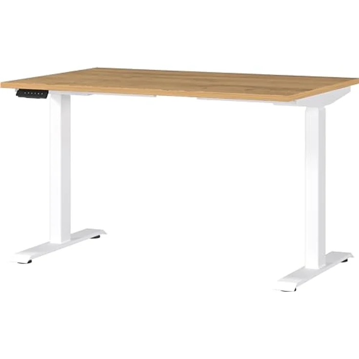 Germania Schreibtisch 7907-552, in Grandson-Eiche-Nb./Weiß, EL. höhenverstellb, 120 x 120 x 80 cm (BxHxT) – Bild 2