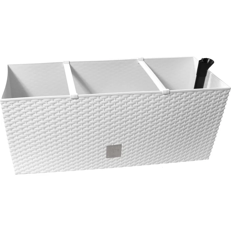 Terra Blumenkasten Rato aus Kunststoff mit Einsatz, weiss, 60 cm – Bild 1