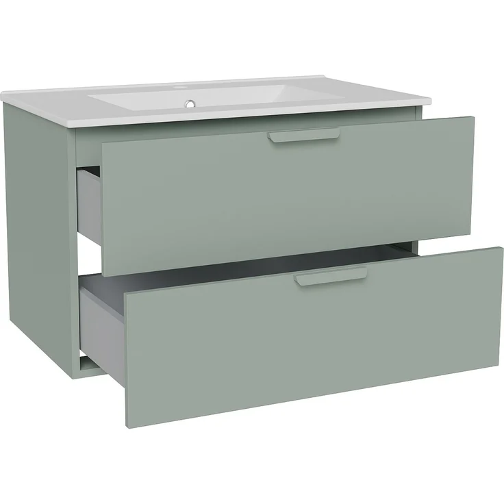 Vente-unique - Hängender Badezimmerschrank mit Einbauwaschbecken – Salbeigrün – B80 cm – AVORELI – Bild 5