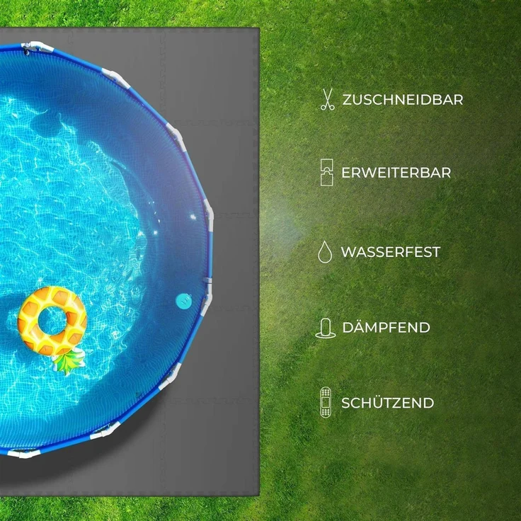 Bodenschutzmatten EXTRA DICK ( Anthrazit ) "Pool" 52x52cm ( 4 Stück ) – Bild 4