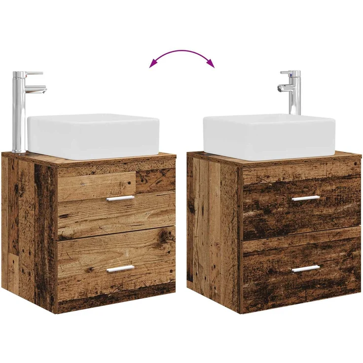 vidaXL Badezimmerschrank-Set 3 stk. Altholz 129 x 41 x 80 cm 3405825 – Bild 11