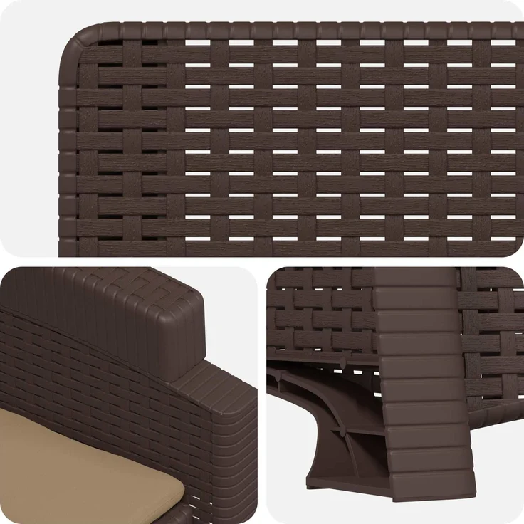 vidaXL Liegesessel Garten Rattan-Optik 2 Stk. Braun und Taupe PP 8012022 – Bild 6
