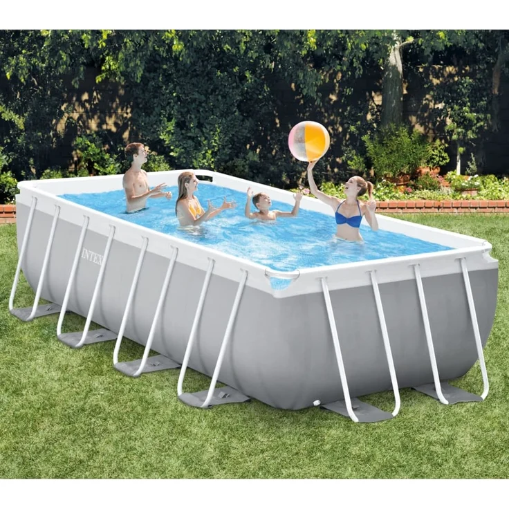 Intex 'Frame Swimming Pool Set Prism Quadra IV', grau, 488 x 244 x 107 cm, inkl. Kartuschenfilteranlage – Bild 1
