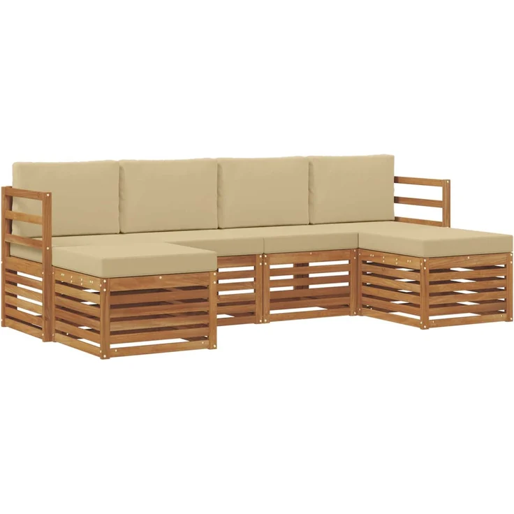 vidaXL Outdoor-Sofagarnitur 6 stk. 6-Sitzer Natur und Beige 3375233 – Bild 2