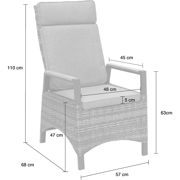 Positionsstuhl Nizza Verstellsessel Gartenstuhl Esstischstuhl Teak-Armlehne Grau – Bild 5