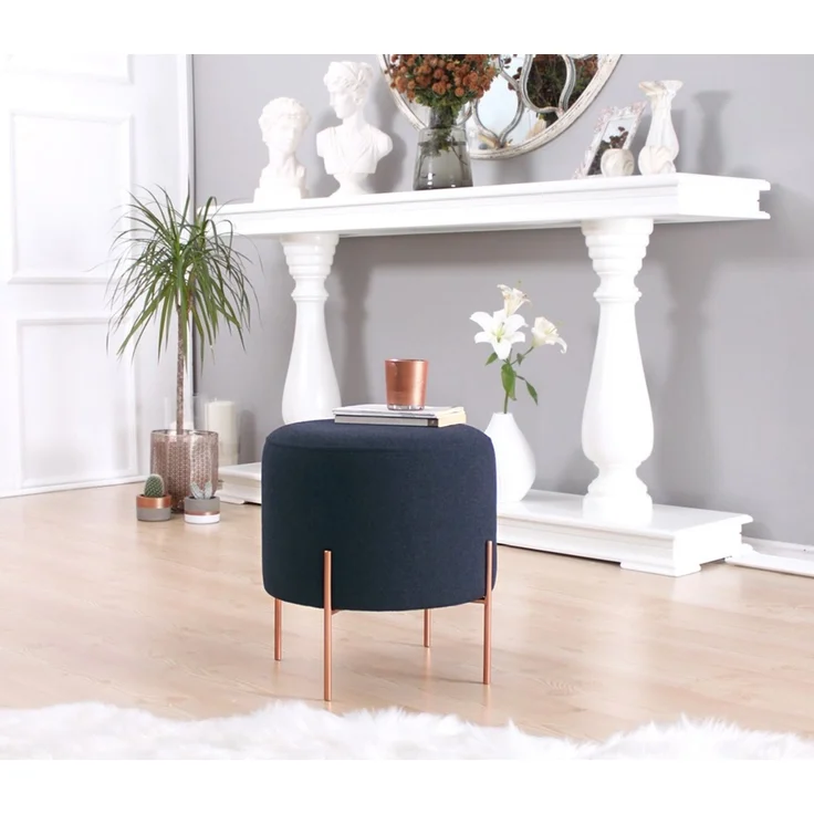 Hanah Home 'Copper 50 - Navy Blue' Pouffe, Marineblau, 40 x 42 x 40 cm – Bild 3
