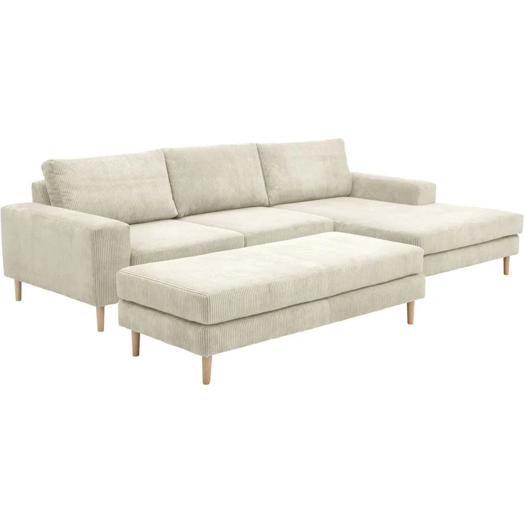 Sofa mit Longchair rechts Kaylynn Cordstoff creme – Bild 7