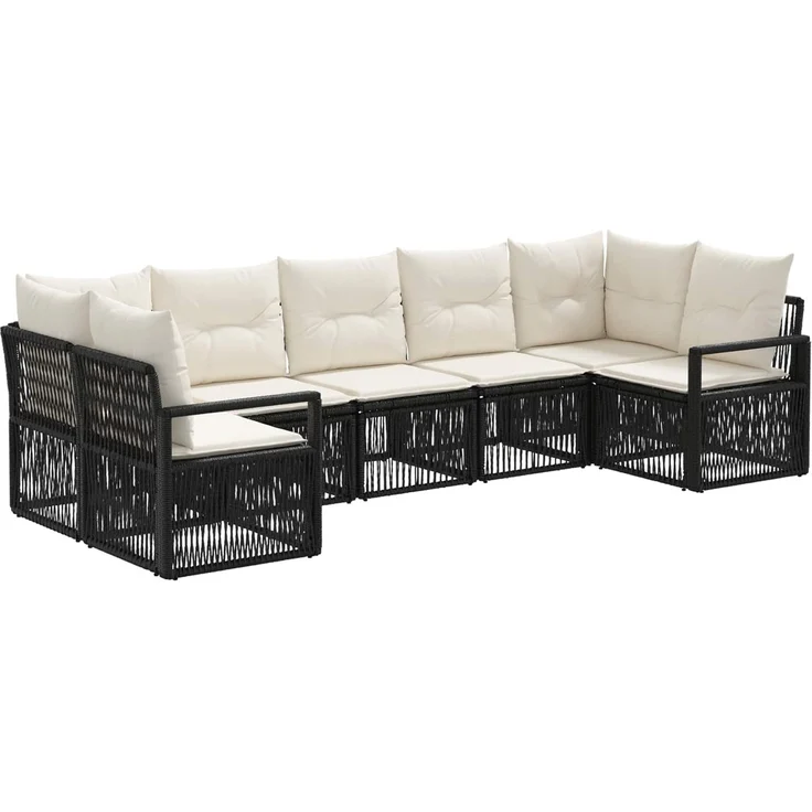 vidaXL Gartensofa-set 7 stk. 7-Sitzanzahl Schwarz Poly-Rattan 3435811 – Bild 2