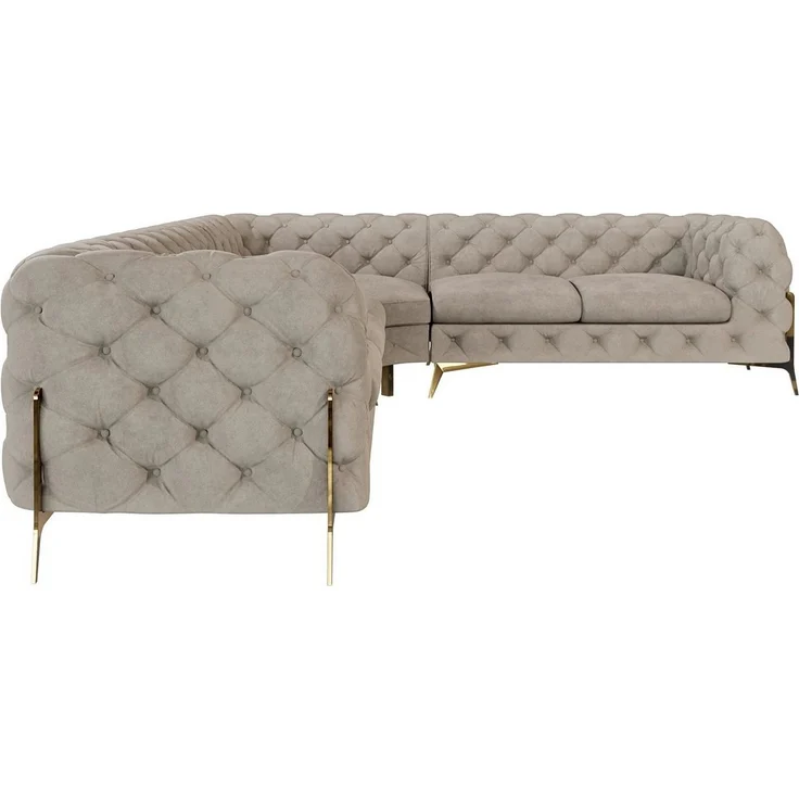 S-Style Möbel Ecksofa Chesterfield Ashley mit Goldene Metall Füßen, Die Eckeinheit kann entweder rechts- oder linkshändig sein, mit Wellenfederung – Bild 2