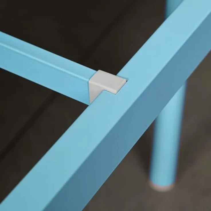 FurnitureR Bettgestell für Einzelbett, aus Metall, Farbiger Bettrahmen mit Lattenrost und Kopfteil, Bett für Schlafzimmer, Junior, geeignet für 190x90 cm, Matratze, blau – Bild 7