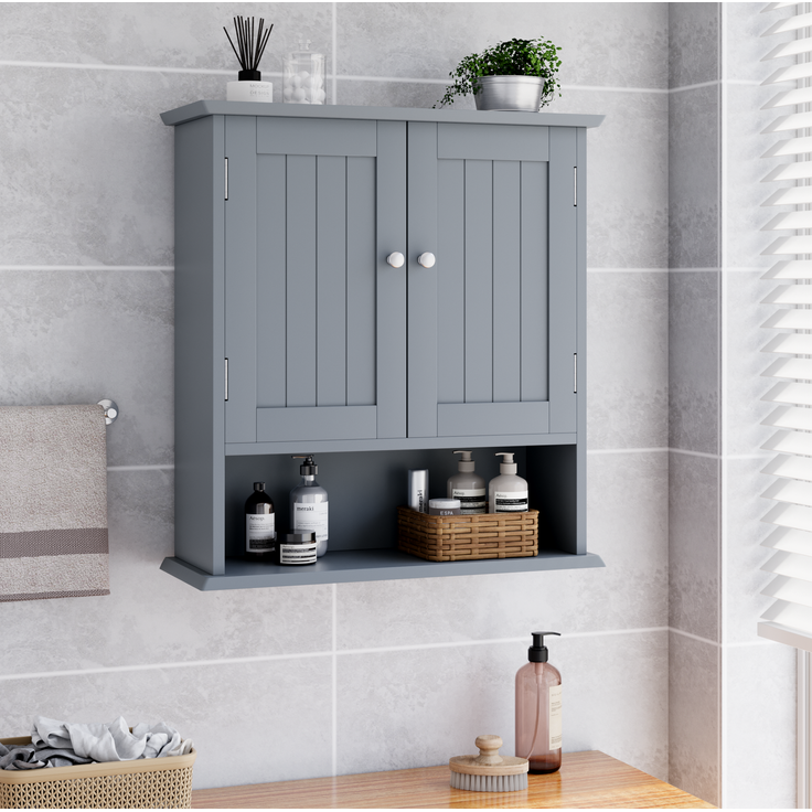 Badezimmerschrank 54,6 x 19,8 x 60 cm zur Wandmontage mit verstellbaren Einlegeböden