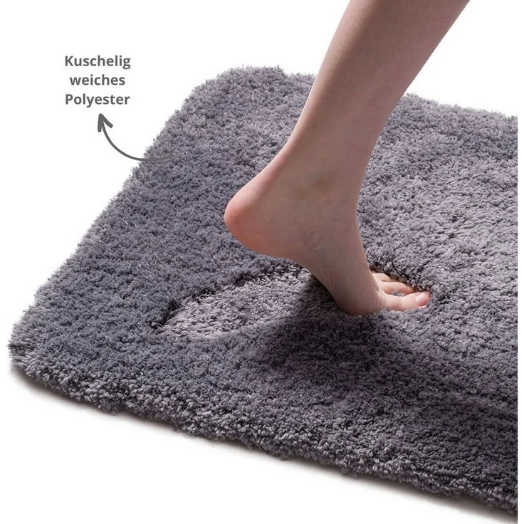 liebling Badematte Superior, rutschhemmend beschichtet, schnell trocknend, strapazierfähig, fußbodenheizungsgeeignet, Polyester, mit Ausschnitt, kuschelig weiches Polyester, in vielen verschiedenen Größen und Farben – Bild 2
