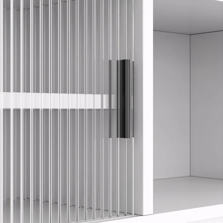 ZUBALIYA Hängeschrank (117 x 30 x 170 cm), 2 Türen, Schiebetüren, Stauraum für Wohnbereich, Küche oder Bad entsprechend dem Aufstellort, Weiß – Bild 16
