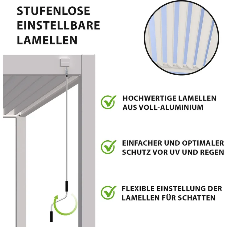 Weide Deluxe | Pergola Voll Aluminium freistehend | 3,6 x 4 M | Lamellendach weiß – Bild 8