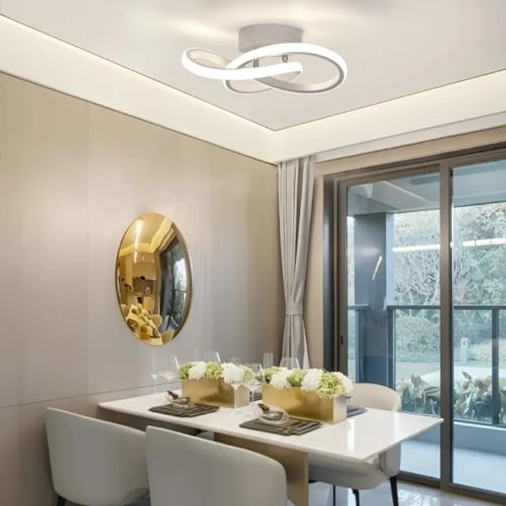 Comely Deckenlampe LED, 30W 3300LM LED Deckenleuchte Modern, Kreative Blumenform LED Deckenbeleuchtung für Schlafzimmer Flur Küche Balkon, 4500K Natürliches Licht, Weiß – Bild 3