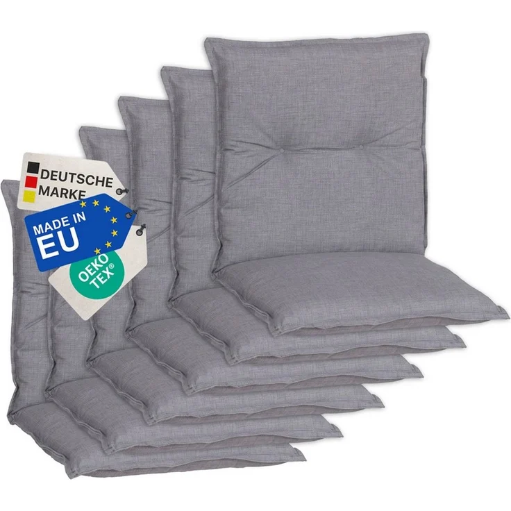 NYVI Sitzauflage Niedriglehner Auflagen 6er Set Barcelona Gartenstuhlauflagen 100x50cm, (6 St), Niederlehner Stuhlauflage Sitzauflage mit Halteband – Bild 1