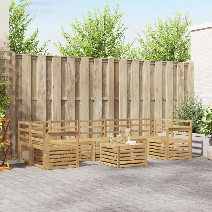 vidaXL Outdoor-Sofagarnitur 8 stk. 7-Sitzer Weiß Massivholz Akazie 3391539