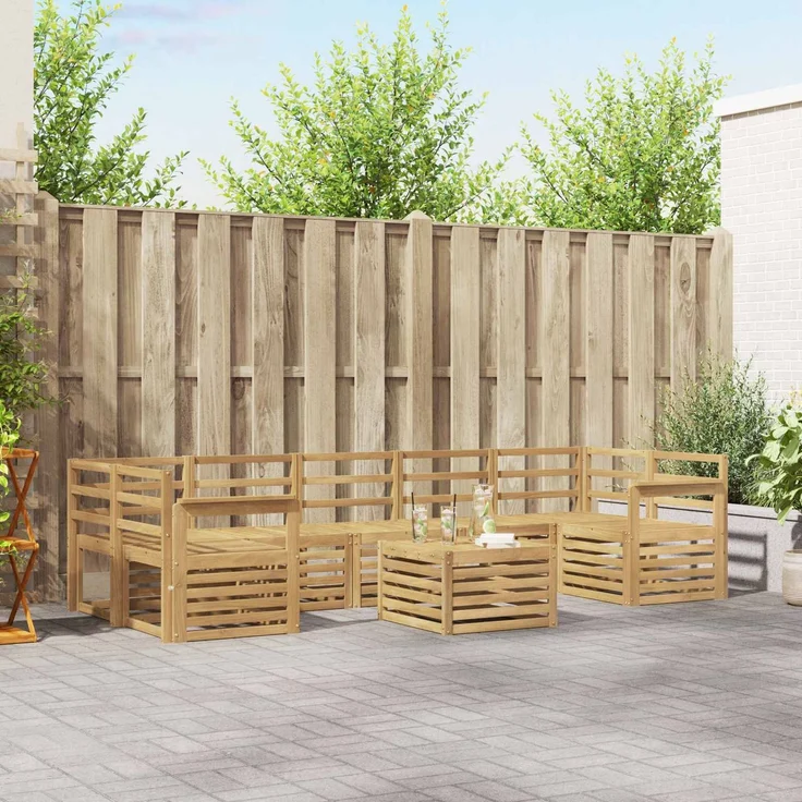 vidaXL Outdoor-Sofagarnitur 8 stk. 7-Sitzer Weiß Massivholz Akazie 3391539 – Bild 1