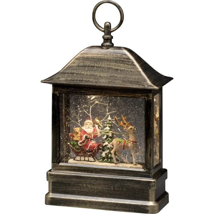LED Schneelaterne Weihnachtsmann - wassergefüllt - H: 25cm - Timer - Batterie - Trafo - Innen