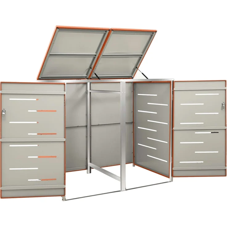 vidaXL Mülltonnenbox für 2 Tonnen 138x77,5x112,5 cm Edelstahl 149563 – Bild 6