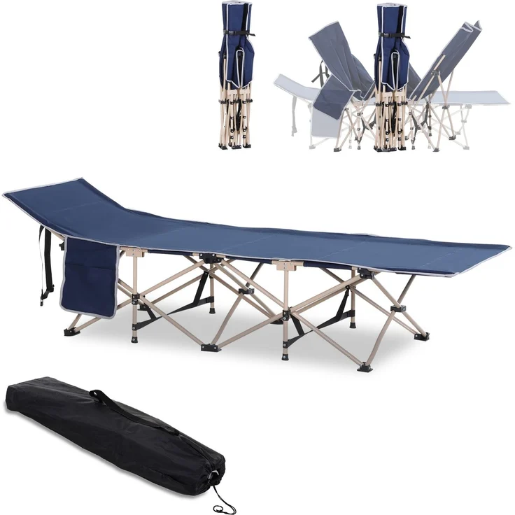 Feldbett, Camping-Bett, klappbar, wetterbeständig, Tinte. Tragetasche, 190 cm x 68 cm x 52 cm, Blau--Blau--52x68x190cm--YOUDENOVA – Bild 2