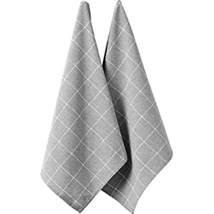 Ladelle Eco Check Geschirr-Handtuch 2er-Set grau