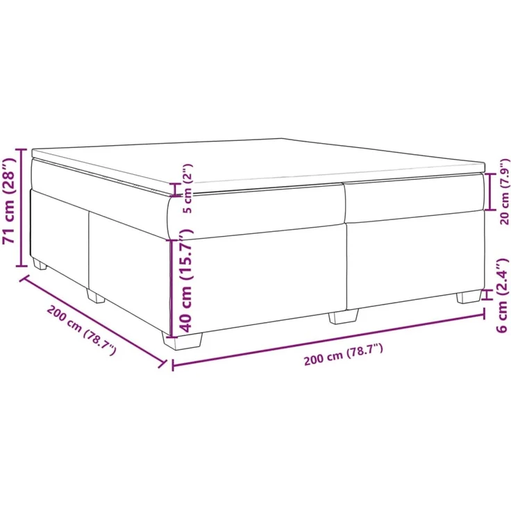 vidaXL Boxspringbett mit Matratze Hellgrau 200x200 cm Samt 3285305 – Bild 12