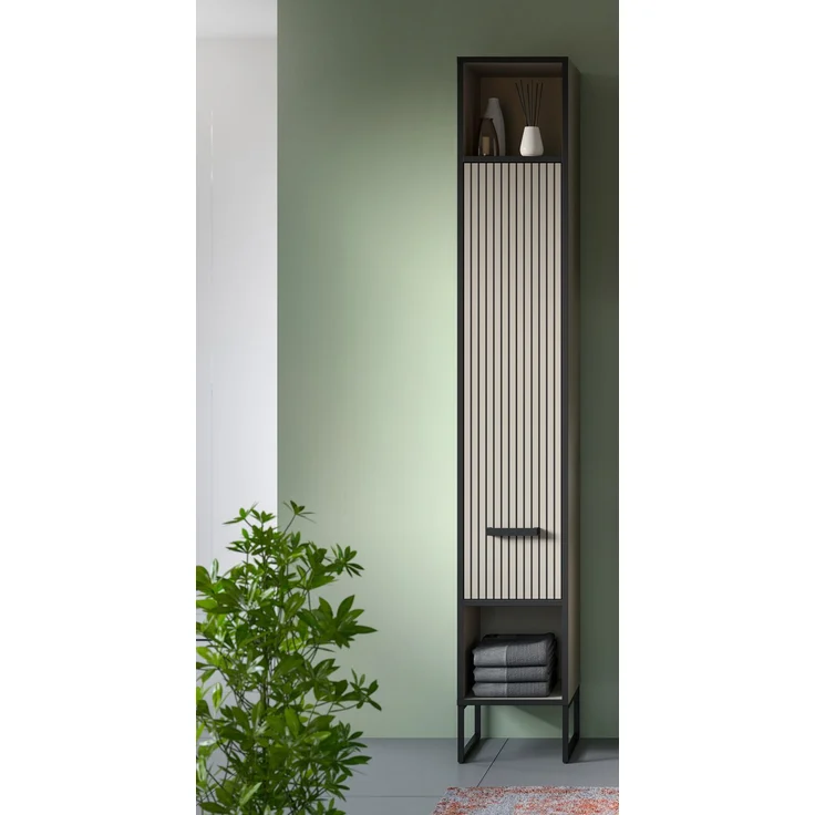 Hochschrank (B/H/T: 30x192x32 cm) in Kaschmir Nachbildung – Bild 6