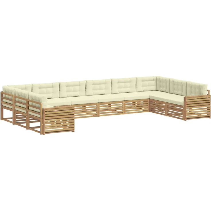 vidaXL Sofagarnituren 10 stk. 10-Sitzer Weiß und Creme Polyester 3391240 – Bild 2
