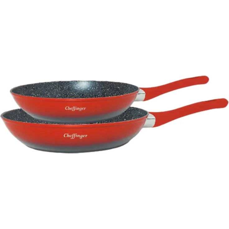 6 tlg Kochgeschirr Kochtopf Set Topf Pfanne Küchenhelfer Deckel Induktion Rot – Bild 3