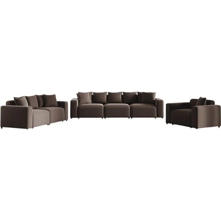 Sofaset Designersofas MEGAN 3-2-1 in Stoff Salvador Braun – Bild 4