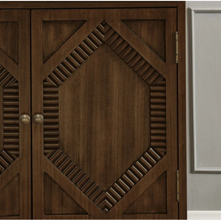 DESVIAE Sideboard Nussbaum aus MDF/Massivholz – 96,52x47,96x21,29 cm – verstellbarer Einlegeboden – Bild 9
