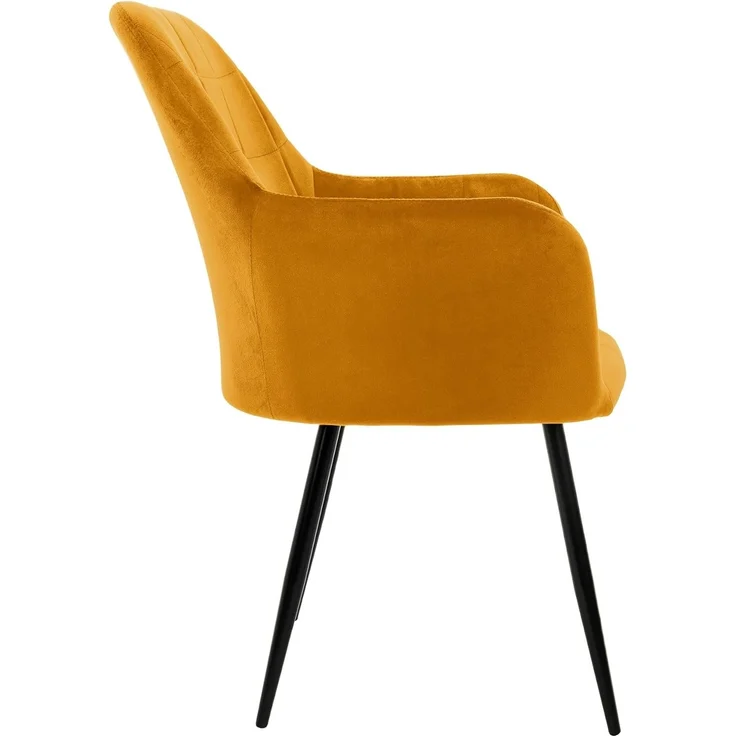 ML-DESIGN Stuhl Esszimmerstuhl ergonomisch & gepolstert Esstischstuhl mit Rückenlehnen (2 St), Wohnzimmerstuhl Gelb Samtbezug Metallbeine Küchenstuhl Polsterstuhl – Bild 5