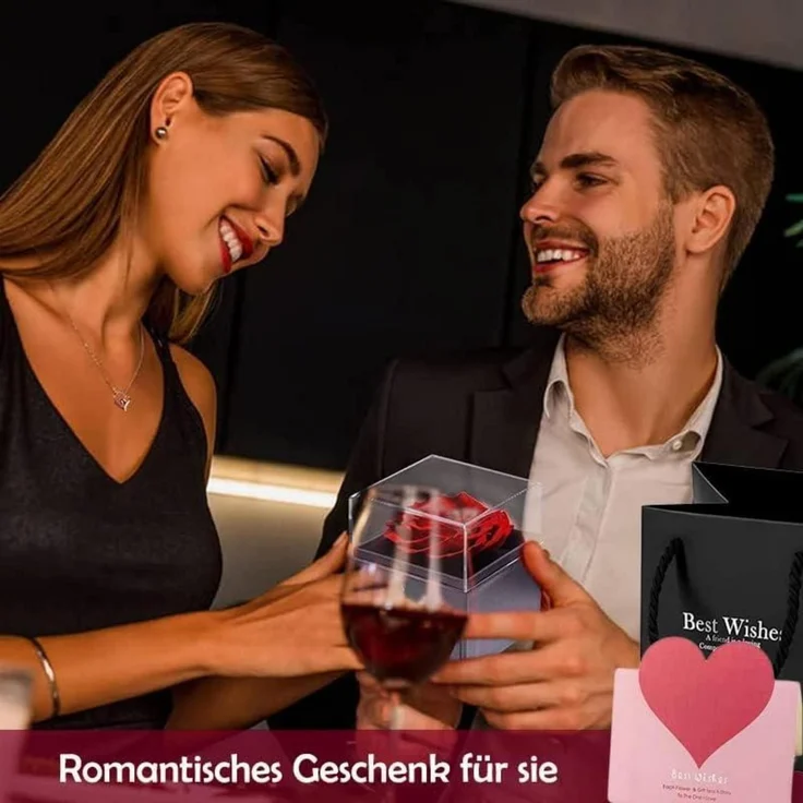 Ewige Rose Konservierte Rosenbox Geschenkbox Muttertag Valentinstag Gold – Bild 6