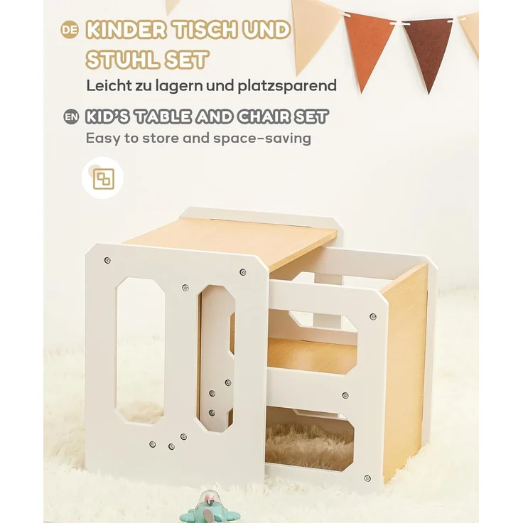 Yorbay Kindertisch Kindersitzgruppe 2 in 1 mit Sitzbank, Sitzgruppe für Kinder (2-tlg), Multifunktionstisch – Bild 8