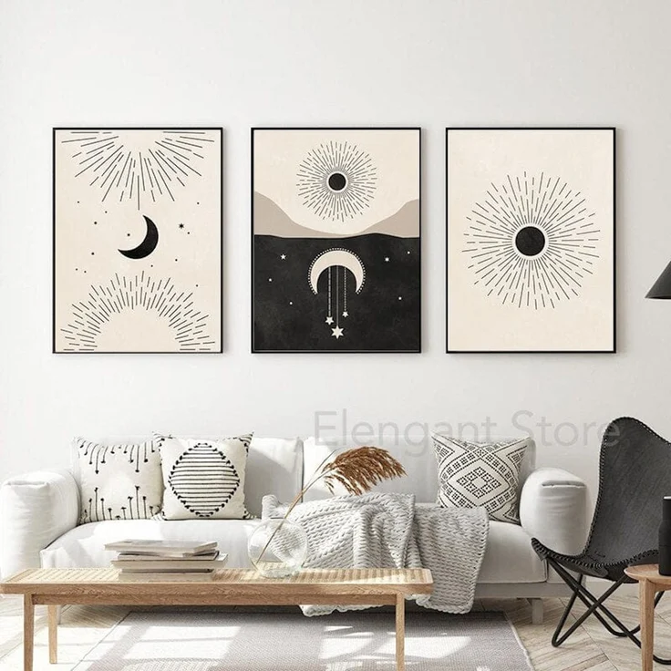 Poster Mond Sterne Gold Schwarz als Deko Print Ohne Rahmen - G / 15x21 cm – Bild 2
