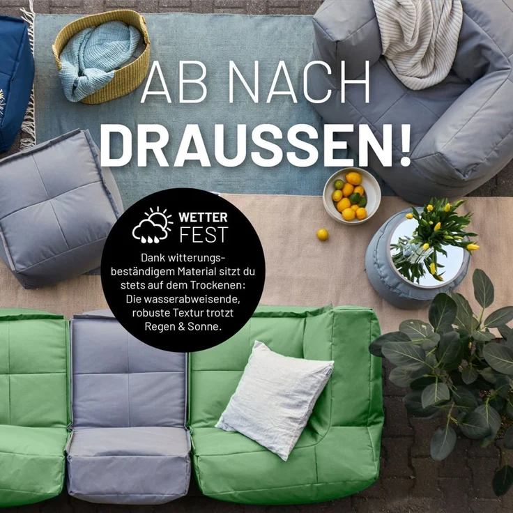 Lumaland Sitzsack-Hocker Modular 54x54x40cm pastellgrün eckig – Bild 6