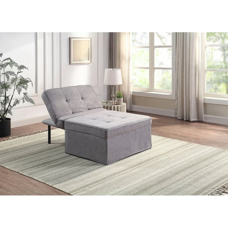 Atlantic Home Collection Sessel, Liege, Hocker Finn, Polyester, Grau, BxTxH: 80 x 72 x 43 cm – Bild 3