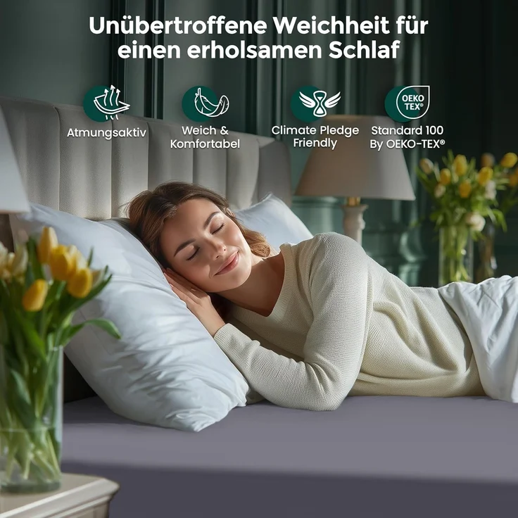 Utopia Bedding - Spannbettlaken 140x200 cm Bis 30 cm - Grau - Gebürstete Mikrofaser Spannbetttuch - Oeko Tex Standard 100 – Bild 3
