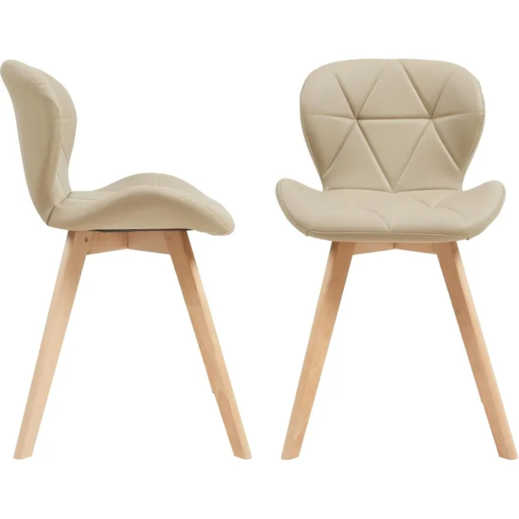 Esszimmerstuhl Älmhult 2-er Set 78x47x52 cm Kunstleder Beige [en. casa]